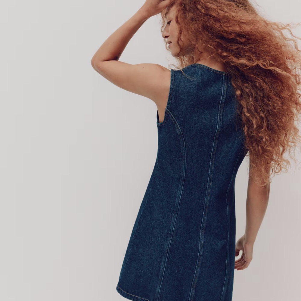 Habitual Sleeveless Dark Denim Button-Front Mini Dress NWT - Picture 2 of 6